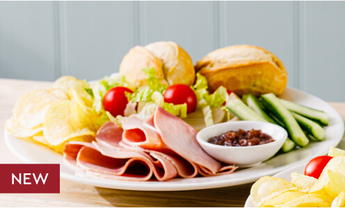 Ploughman's Ham Platter Served on a table